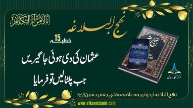 نہج البلاغہ خطبہ نمبر 15: عثمانؓ کی دی ہوئی جاگیریں پلٹا لیں