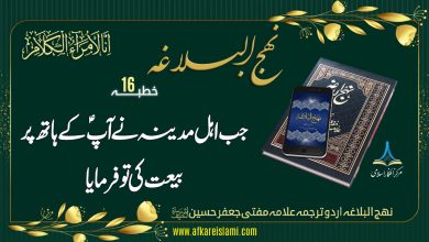 نہج البلاغہ خطبہ (16) جب مدینہ میں آپ کی بیعت ہوئی تو فرمایا: