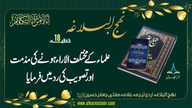 نہج البلاغہ خطبہ 18: فتاویٰ میں علماء کے مختلف الآراء ہونے کی مذمت میں فرمایا: