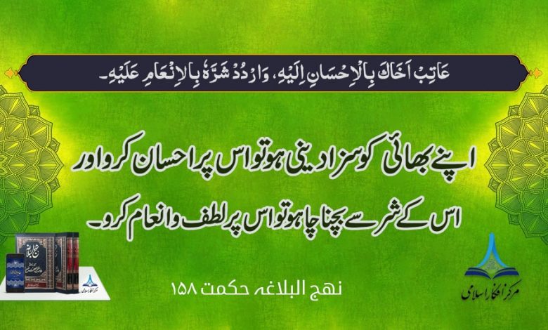 اپنے بھائی کو سزا دینی ہو تو اس پر احسان کرو اور اس کے شر سے بچنا چاہو تو اس پر لطف و انعام کرو۔